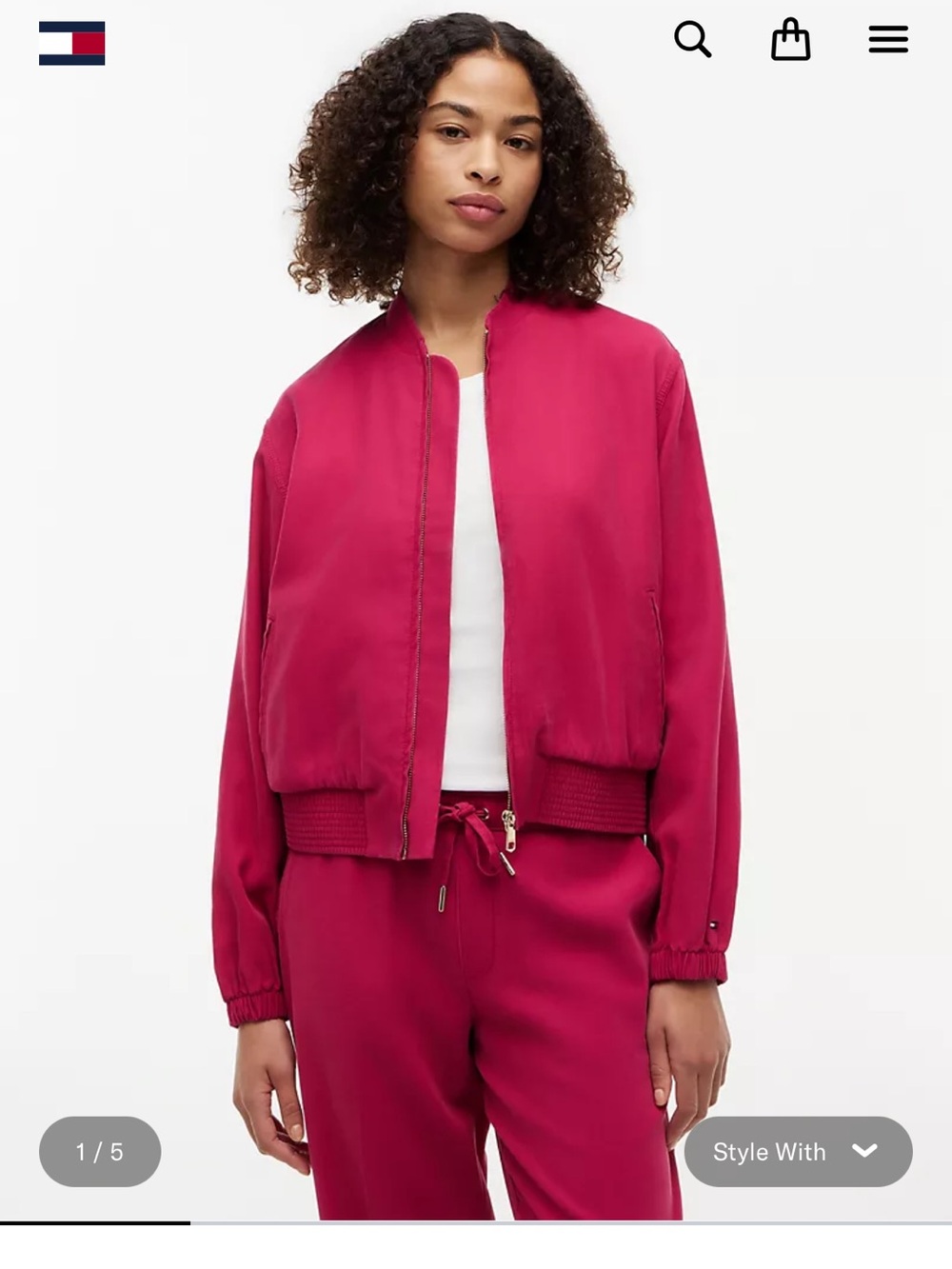 Tommy Hilfiger Women's Fuchsia Lightweight Bomber NWT